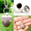 Acorn Necklace Pill Case Necklace Acorn Locket Urn Jewelry Vial-Lydia's Vintage | Handmade Personalized Vintage Style Necklaces, Lockets, Earrings, Bracelets, Brooches, Rings