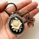 Rose Cameo Keychain Gifts for Her Bag Clip Romantic Keychain-Lydia's Vintage | Handmade Personalized Bookmarks, Keychains