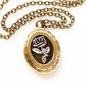 Locket Necklace Rose Locket Gift for Her Gifts for Women-Lydia's Vintage | Handmade Personalized Vintage Style Necklaces, Lockets, Earrings, Bracelets, Brooches, Rings