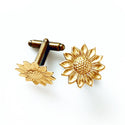 Sunflower Cufflinks Tie Clip Set Fall Autumn Wedding-Lydia's Vintage | Handmade Personalized Cufflinks and Tie Tacks