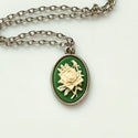 Rose Cameo Necklace Green Irish Rose Pendant Gifts for Her-Lydia's Vintage | Handmade Personalized Vintage Style Necklaces, Lockets, Earrings, Bracelets, Brooches, Rings