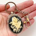 Lily of the Valley Keychain Cameo Keychain Floral Accessories-Lydia's Vintage | Handmade Personalized Bookmarks, Keychains