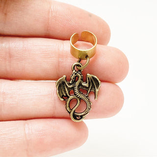 Dragon Ear Cuff No Piercing Dragon Earring Renaissance Faire-Lydia's Vintage | Handmade Custom Cosplay, Renaissance Fair Inspired Style Necklaces, Earrings, Bracelets, Brooches, Rings