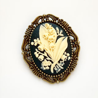 Lily of the Valley Cameo Brooch Flower Pin Gifts for Her-Lydia's Vintage | Handmade Vintage Style Jewelry, Brooches, Pins, Necklaces, Bracelets