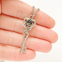 Rose and Key Necklace Skeleton Key Jewelry-Lydia's Vintage | Handmade Personalized Vintage Style Necklaces, Lockets, Earrings, Bracelets, Brooches, Rings