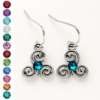 Triskelion Earrings Birthstone Earrings Celtic Jewelry-Lydia's Vintage | Handmade Personalized Vintage Style Earrings and Ear Cuffs