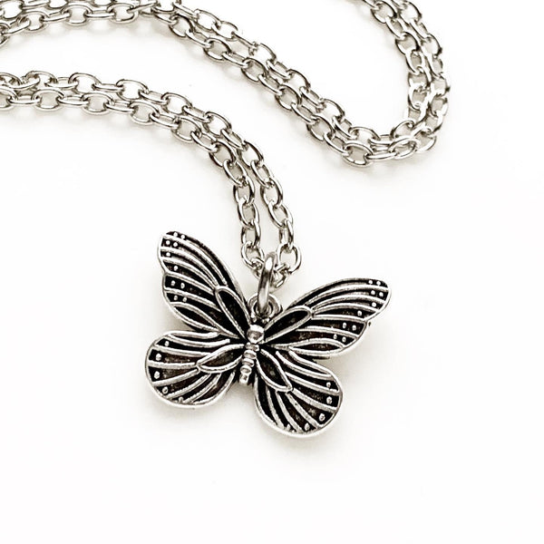 Butterfly Necklace Silver Butterfly Pendant Gift for Women-Lydia's Vintage | Handmade Personalized Vintage Style Necklaces, Lockets, Earrings, Bracelets, Brooches, Rings