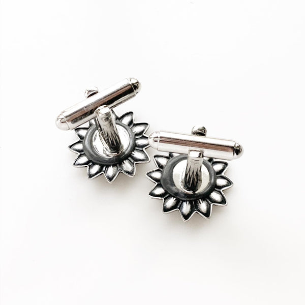 Sunflower Cufflinks Summer Fall Wedding-Lydia's Vintage | Handmade Personalized Cufflinks and Tie Tacks