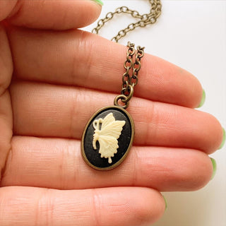 Butterfly Necklace Butterfly Cameo Necklace Simple Butterfly Jewelry-Lydia's Vintage | Handmade Personalized Vintage Style Necklaces, Lockets, Earrings, Bracelets, Brooches, Rings