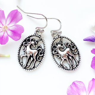 Unicorn Earrings The Last Unicorn Silver Earrings Gifts for Her-Lydia's Vintage | Handmade Personalized Vintage Style Earrings and Ear Cuffs