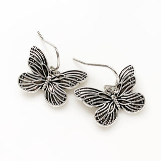 Silver Butterfly Earrings Gifts for Her Butterfly Lover Jewelry-Lydia's Vintage | Handmade Personalized Vintage Style Earrings and Ear Cuffs