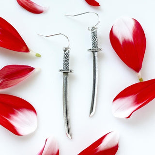 Sword Earrings Katana Earrings Samurai Earrings Japanese Sword-Lydia's Vintage | Handmade Personalized Vintage Style Earrings and Ear Cuffs