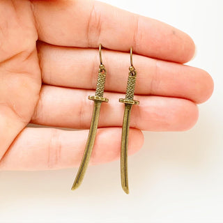 Sword Earrings Katana Earrings Japanese Sword Samurai Earrings-Lydia's Vintage | Handmade Personalized Vintage Style Earrings and Ear Cuffs