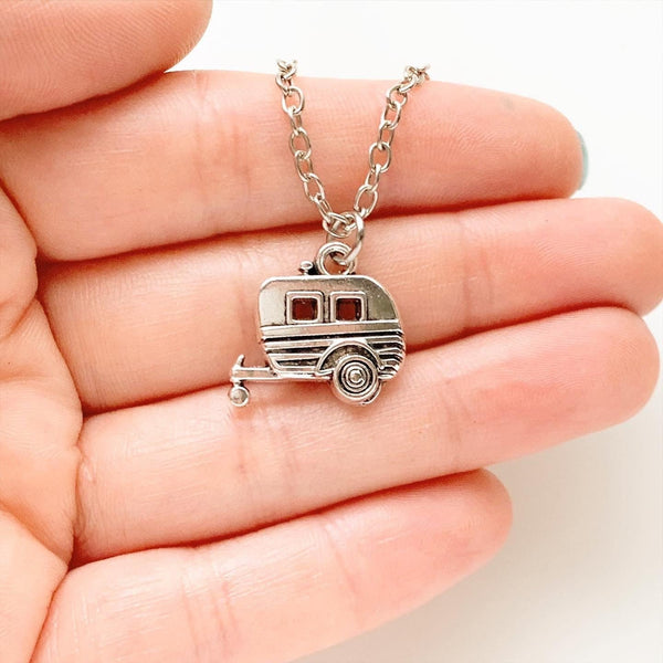 Camper Necklace Camper Gifts Travel Trailer Caravan Glamping Camping Gifts-Lydia's Vintage | Handmade Personalized Vintage Style Necklaces, Lockets, Earrings, Bracelets, Brooches, Rings