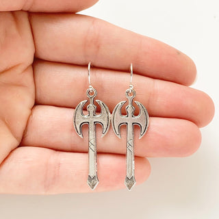 Battle Axe Earrings Viking Earrings Renaissance Faire Weapon Jewelry-Lydia's Vintage | Handmade Custom Cosplay, Renaissance Fair Inspired Style Necklaces, Earrings, Bracelets, Brooches, Rings