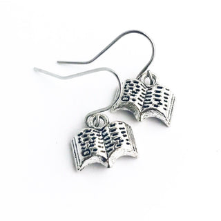 Book Earrings Book Gifts Teacher Earrings Silver Book Jewelry-Lydia's Vintage | Handmade Personalized Vintage Style Earrings and Ear Cuffs