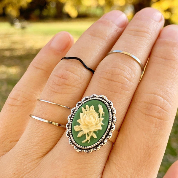 Rose Cameo Ring Cameo Jewelry Gift for Her-Lydia's Vintage | Handmade Personalized Vintage Style Rings, Earrings, Bracelets, Brooches, Necklaces, Lockets