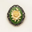 Rose Cameo Brooch Green Rose Brooch Cameo Jewelry-Lydia's Vintage | Handmade Vintage Style Jewelry, Brooches, Pins, Necklaces, Bracelets