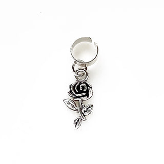 Rose Ear Cuff Silver Ear Cuff Non Pierced-Lydia's Vintage | Handmade Personalized Vintage Style Earrings and Ear Cuffs