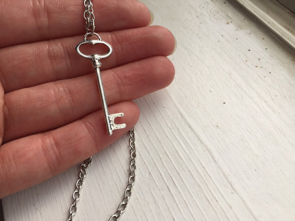 Key Necklace Skeleton Key Jewelry-Lydia's Vintage | Handmade Personalized Vintage Style Necklaces, Lockets, Earrings, Bracelets, Brooches, Rings