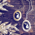 Michigan Cameo Locket Necklace - Pick your Finish-Lydia's Vintage | Handmade Personalized Vintage Style Necklaces, Lockets, Earrings, Bracelets, Brooches, Rings