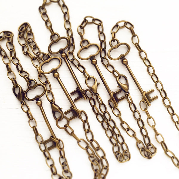 Skeleton Key Bracelet Bronze Key Jewelry-Lydia's Vintage | Handmade Personalized Bookmarks, Keychains
