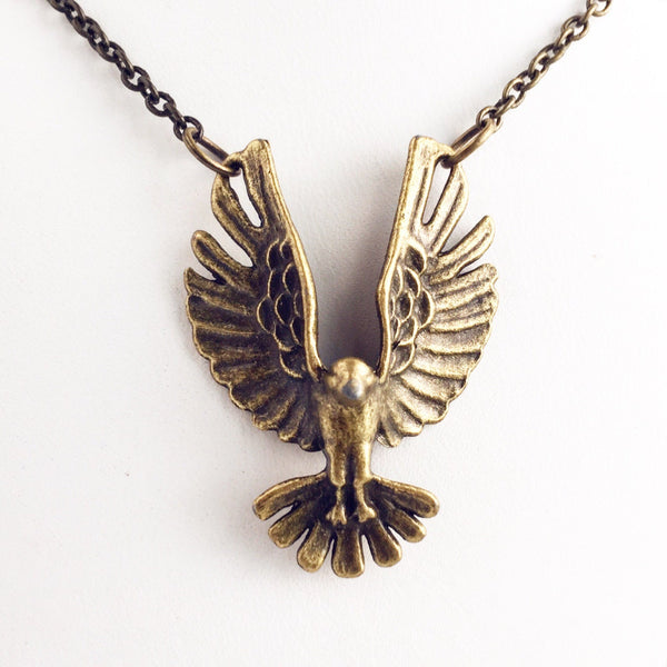 Hawk Necklace / Bronze Brass Pick Your Length / Bird of Prey Eagle Boho Bohemian Festival Style Travel Lover Gift / Free Spirit Wanderer-Lydia's Vintage | Handmade Personalized Vintage Style Necklaces, Lockets, Earrings, Bracelets, Brooches, Rings
