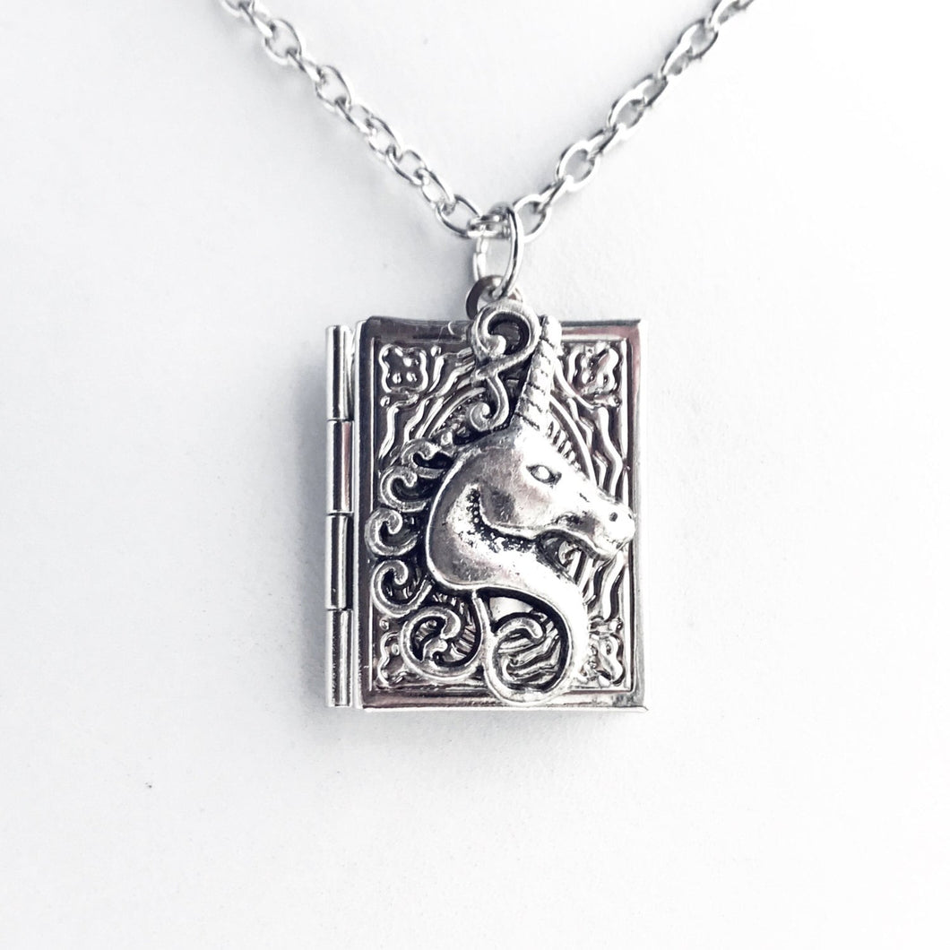 Unicorn Necklace Unicorn Locket Necklace Unicorn pendant-Lydia's Vintage | Handmade Personalized Vintage Style Necklaces, Lockets, Earrings, Bracelets, Brooches, Rings