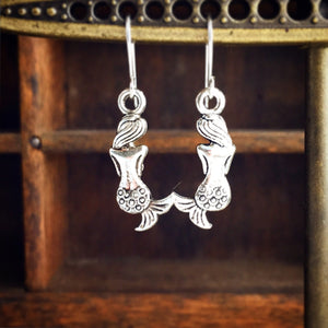 Mermaid Earrings Silver Mermaid Jewelry-Lydia's Vintage | Handmade Personalized Vintage Style Earrings and Ear Cuffs