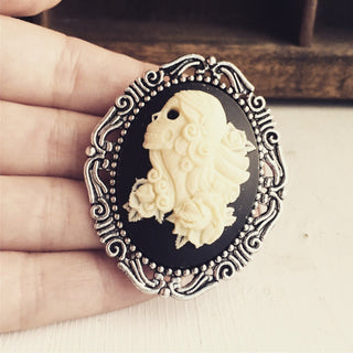 Skull Cameo Brooch Pirate Hat Pin-Lydia's Vintage | Handmade Custom Cosplay, Pirate Inspired Style Necklaces, Earrings, Bracelets, Brooches, Rings