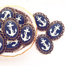 Load image into Gallery viewer, Anchor Cameo Brooch Pirate Hat Pin Navy Brooch