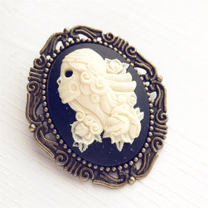 Skull Cameo Brooch Pirate Hat Pin Pirate Costume Day of the Dead