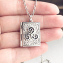 Triskelion Book Locket Necklace Celtic Jewelry Book Lover Gift-Lydia's Vintage | Handmade Personalized Vintage Style Necklaces, Lockets, Earrings, Bracelets, Brooches, Rings