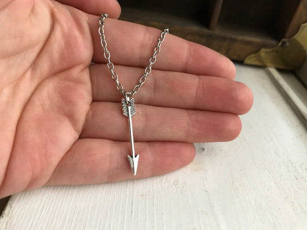 Arrow Necklace Arrow Jewelry Dainty Silver Necklace-Lydia's Vintage | Handmade Personalized Vintage Style Necklaces, Lockets, Earrings, Bracelets, Brooches, Rings