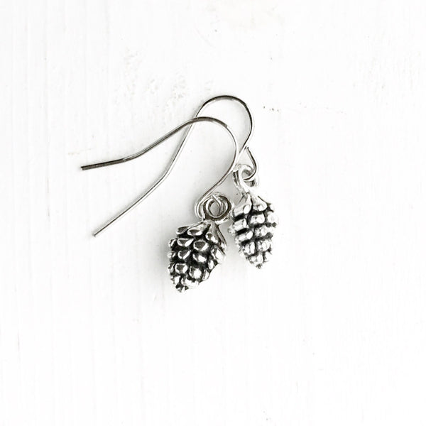Silver Pinecone Earrings Nature Gift for Her-Lydia's Vintage | Handmade Personalized Vintage Style Earrings and Ear Cuffs