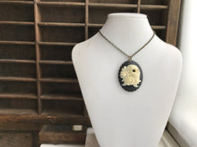 Load image into Gallery viewer, Skull Cameo Necklace Renaissance Faire Pirate Costume Day of the Dead Sugar Skull