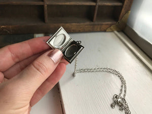 Moon Book Locket Necklace Book Lover Gift Photo Locket