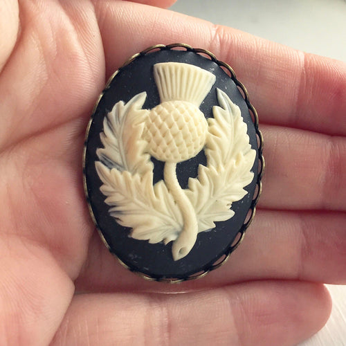 Scottish Thistle Cameo Brooch Scotland Thistle Pin Scottish Wedding-Lydia's Vintage | Handmade Vintage Style Jewelry, Brooches, Pins, Necklaces, Bracelets