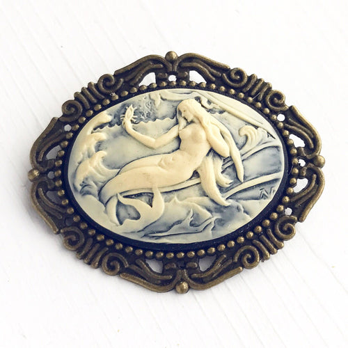 Mermaid Cameo Brooch Pirate Hat Pin Renaissance Faire Costume
