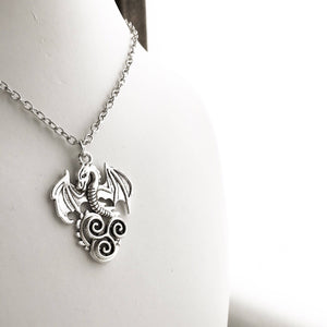 Dragon Necklace Triskelion Celtic Symbol Pendant Dragon Jewelry