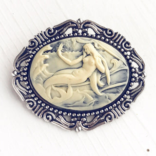 Mermaid Cameo Brooch Pirate Hat Pin Renaissance Faire Costume Cameo Jewelry Pirate Costume-Lydia's Vintage | Handmade Custom Cosplay, Renaissance Fair Inspired Style Necklaces, Earrings, Bracelets, Brooches, Rings