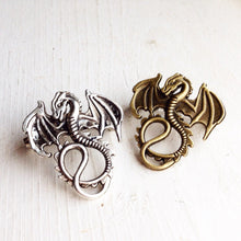 Load image into Gallery viewer, Pair of Dragon Brooches Dragon Pins Set of 2 Dragon Jewelry Renaissance Faire Costume