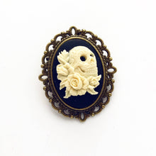 Load image into Gallery viewer, Skull Cameo Brooch Pirate Hat Pin Sugar Skull Day of the Dead