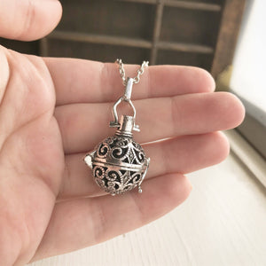 Diffuser Locket Necklace Lava Ball Stone Essential Oil Scent Locket Gift for Women Aromatherapy-Lydia's Vintage | Handmade Personalized Vintage Style Necklaces, Lockets, Earrings, Bracelets, Brooches, Rings