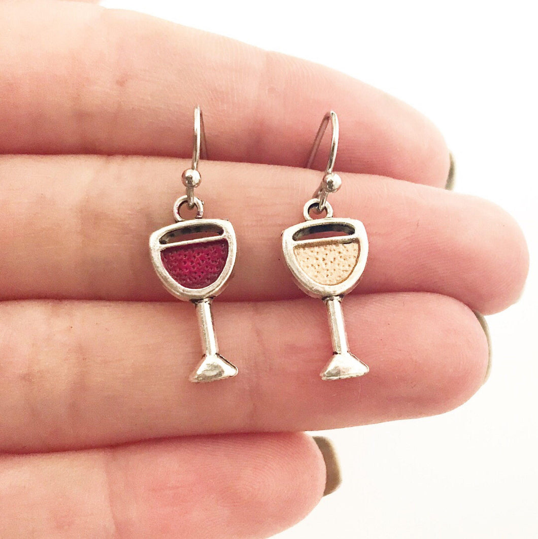 Wine Earrings Wine Lover Gift for Her for Women Mismatched Earrings Silver Red Wine White Wine Wine Glass Glasses Wine Drinker Enthusiast
