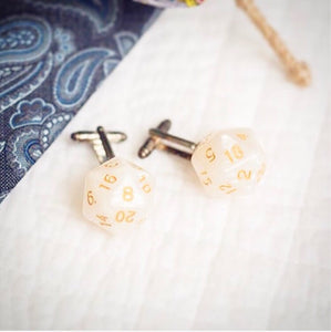 D20 Cufflinks Geek Wedding D&D Cuff Links Dungeons and Dragons Nerd Wedding Groom Groomsmen Polyhedral Dice Dungeon Master Gift-Lydia's Vintage | Handmade Personalized Cufflinks and Tie Tacks