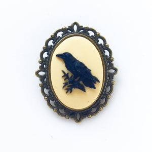 Raven Brooch Crow Cameo Jewelry Pirate Costume Edgar Allan Poe Gift