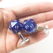 Load image into Gallery viewer, D20 Cufflinks Dungeons and Dragons D&amp;D Geek Geeky Wedding Dungeon Master Gift