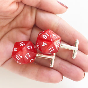 D20 Cufflinks Dungeons and Dragons Geek Wedding Nerdy Gifts-Lydia's Vintage | Handmade Personalized Cufflinks and Tie Tacks
