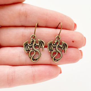 Dragon Earrings Dragon Gifts Bronze Dragon Jewelry-Lydia's Vintage | Handmade Personalized Vintage Style Earrings and Ear Cuffs